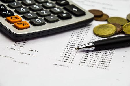 Bank statement and penの写真素材