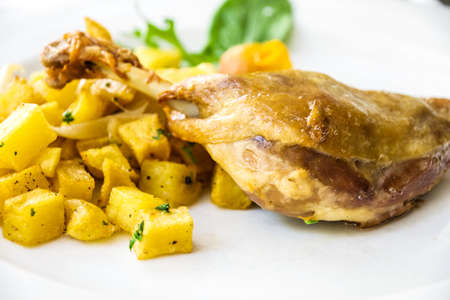 duck confit with  potato.の写真素材