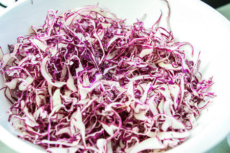 chopped red cabbageの写真素材