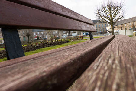 wood bench in outdoorの写真素材