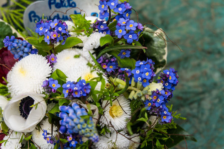 beautiful pink and blue flower bouquet