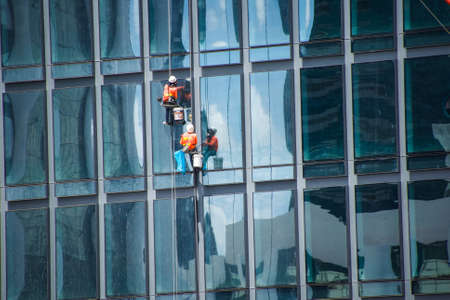 Worker working for LED panel.の写真素材
