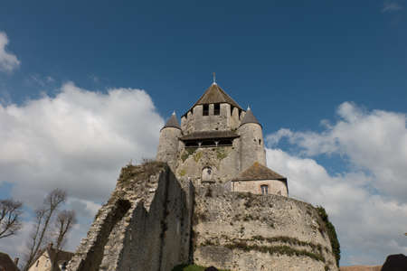 Provins, Caesar Tower. FRANCE - March 21,2015 - landmark and emblem of Provins. Provins - commune in Seine-et-Marne department, Ile-de-France region, north-central France.のeditorial素材