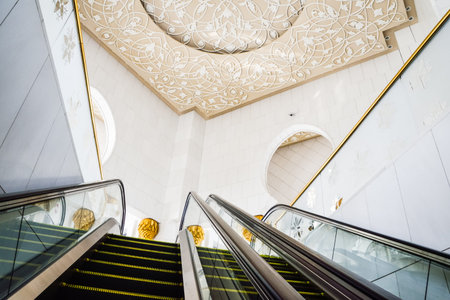 ABU DHABI, UNITED ARAB EMIRATES - NOVEMBER 7  2015: Decorative element in the Sheikh Zayed Grand...