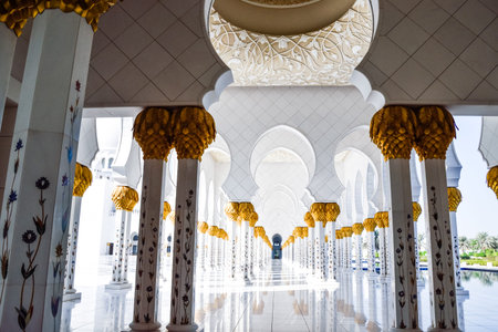ABU DHABI, UAE - November 7, 2015: Sheikh Zayed Mosque in Abu Dhabi, considered to be the key for worship in the United Arab Emirates.のeditorial素材