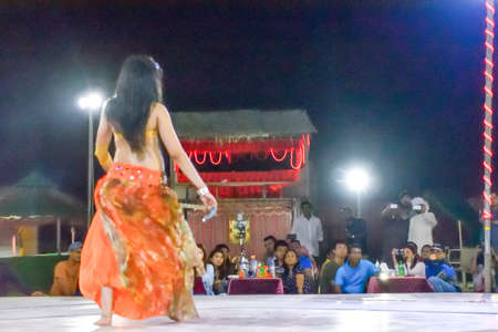 Dubai, United Arab Emirates -November 6, 2015: beautiful belly dancer performing a "Belly Dance".のeditorial素材