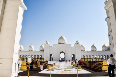 ABU DHABI, UAE - November 7, 2015: Sheikh Zayed Mosque in Abu Dhabi, considered to be the key for...