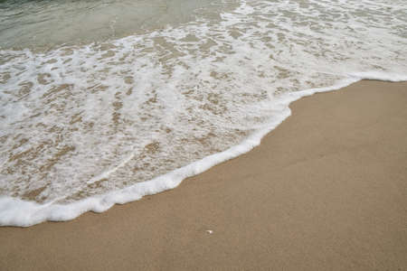 Chaam,Huahin, Thailand -November 21,2015: Wave and sand at Chaam beach Thailand in the morning.のeditorial素材