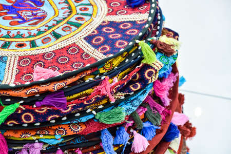 pile of colorful pillow cover.の写真素材