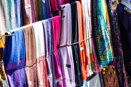 Dubai, United Arab Emirates -November 6, 2015: scaft selling as souvenir in  Dubai marketの写真素材