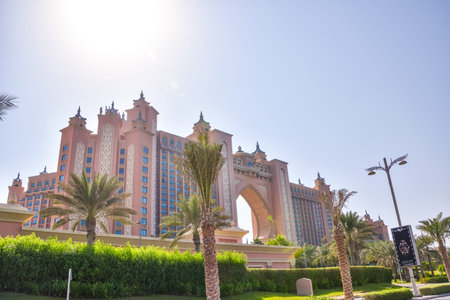 Dubai, United Arab Emirates -November 5, 2015: Atlantis hotel  in Dubai, UAE. Atlantis the Palm is a luxury 5 star hotel built on an artificial islandのeditorial素材
