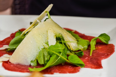 Carpacio et parmesan, French food