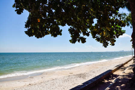 Chaam,Huahin, Thailand -November 21,2015: Beach at Chaam - Huahin beach Thailand in the morning.のeditorial素材