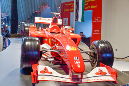 Abu Dhabi, United Arab Emirates -November 7, 2015: race car formula 1 in amusement park Ferrari World at Yas Island in Abu Dhabi, United Arab Emiratesのeditorial素材