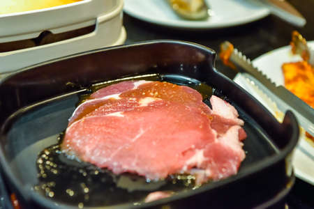 Korean BBQ grill at the  restaurant.の写真素材