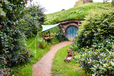 Auckland,New Zealand  -April 29,2016:Hobbiton Movie Set .のeditorial素材