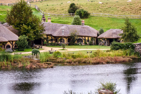 Auckland,New Zealand  -April 29,2016:Hobbiton Movie Set .のeditorial素材