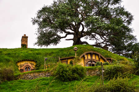 Auckland,New Zealand  -April 29,2016:Hobbiton Movie Set .のeditorial素材