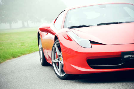September 11,2015: Ferrari 458 GT at le Circuit de LohÃ©ac,France.のeditorial素材