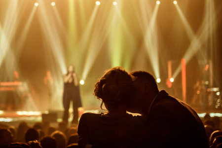 KYIV, UKRAINE - DECEMBER 5: Love couple at concert of the famous Ukrainian singer Jamala, 5 December 2016, International Center of Culture and Arts (October Palace)のeditorial素材