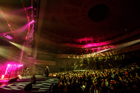 KYIV, UKRAINE - DECEMBER 5: The famous Ukrainian singer Jamala gave a concert presenting her new album "Podykh" (Breath), 5 December 2016, International Center of Culture and Arts (October Palace)のeditorial素材
