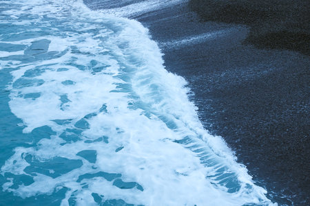 Winter landscape, sea and waves. Russia, the Black Sea. Front view.