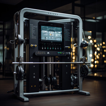 Fitness equipment in a modern gym. Fitness and bodybuilding concept.の素材