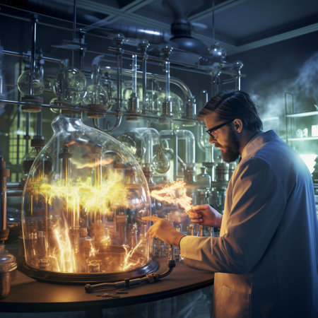 Experienced scientist working in a laboratory. Science and technology concept.の素材