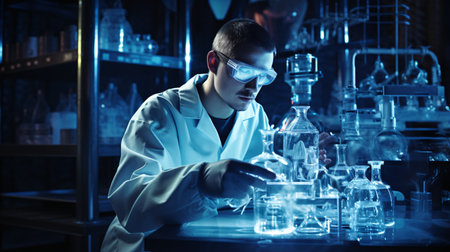 Scientist working in the laboratory. Science, chemistry and technology concept.の素材