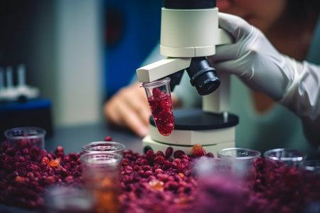 scientist working with microscope in laboratory, science research and development conceptの素材