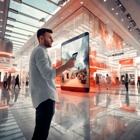 business, people and technology concept - close up of man with smartphone in officeの素材