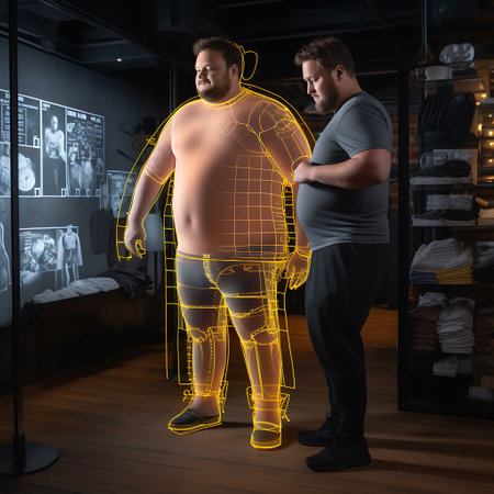 Fat man and fat woman in a room. The concept of obesity and overweight.の素材