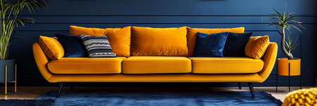 Chic Yellow Sofa with Contemporary Home Decorの素材