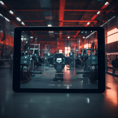 With technology as their compass, gym-goers navigate through a sea of exercises, each digital directive a step towards their health goalsの素材