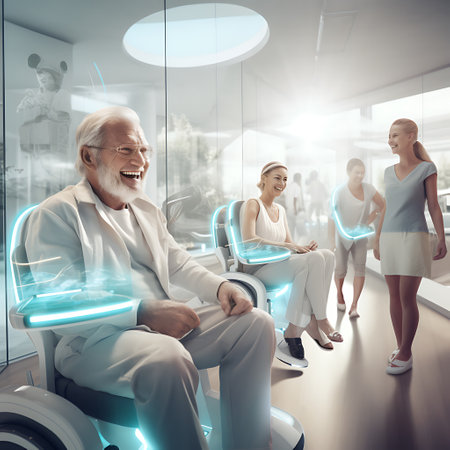 The gentle light captures a reassuring moment between a doctor wearing magnifying loupes and an elderly patient, highlighting the personalized care in modern medicine.の素材