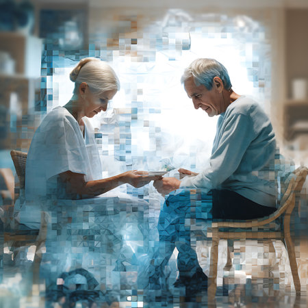 The future is now for the elderly with smart home technologies ensuring comfort and convenience in their golden years.の素材