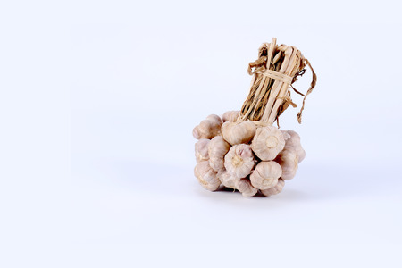 garlic on the white backgroundの写真素材