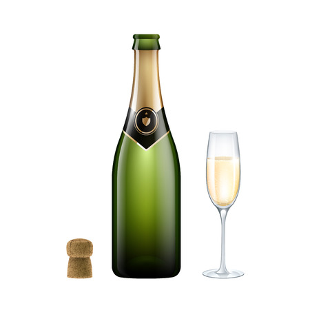 Bottle and glass of champagneのイラスト素材