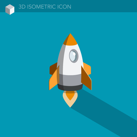 Rocket 3D isometric web icon.のイラスト素材