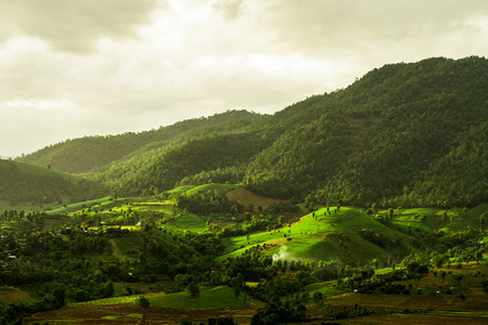 Beautiful mountains landscape and cloud blue skyの写真素材
