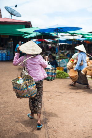PAKSE, LAOS View of a market in Pakse is the third most populous city in Laos with a population of about 87,000のeditorial素材