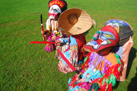 PHI TA KHON Festival Ghost Festival on June in Loei province young people dress in spirit and wear a...