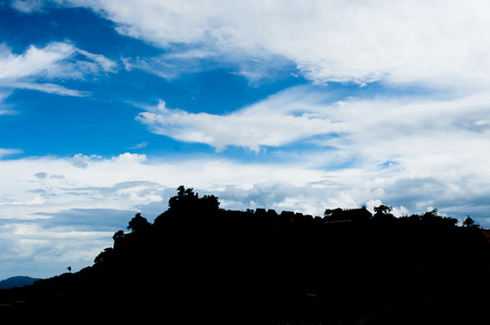 Beautiful blue sky and hill mountain at Mon Cham (Mon Jam), Chiangmai, Thailandの写真素材
