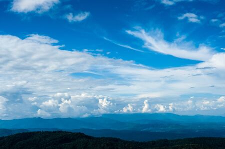 Beautiful blue sky and hill mountain at Mon Cham (Mon Jam), Chiangmai, Thailandの写真素材