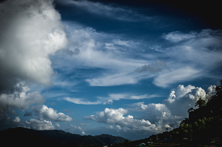 Beautiful blue sky and hill mountain at Mon Cham (Mon Jam), Chiangmai, Thailandの写真素材