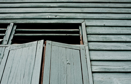 dark windows in old haunted house, abstract retro