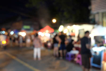 Night Festival Event Party on street with People Blurred Background, vintage toneの写真素材