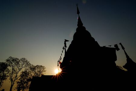 Silhouette Pagoda Wat Thailandの写真素材