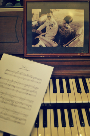 PAI, THAILAND - OCTOBER 19, 2016: Picture of His Majesty the King and Queen of Thailand, musicのeditorial素材