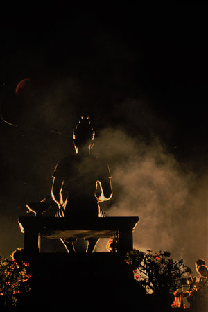 Silhouette the monument of King Ramkhamhaeng, Sukhothai Historical Park, Sukhothai, Thailand